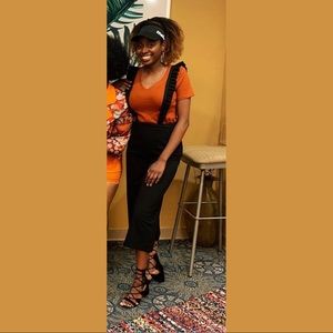 Black ruffle overalls